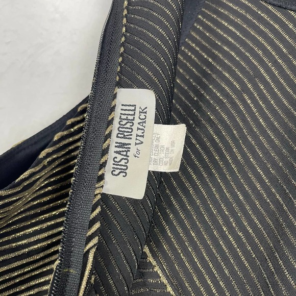 Susan Roselli Vintage 80's Glam Cocktail Fitted Maxi Gown Dress Gold Black Sz 12 - Picture 10 of 16